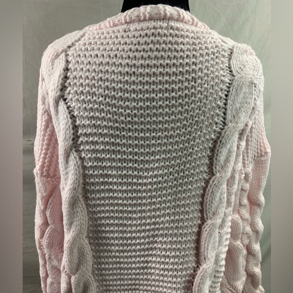 Pink Cable Knit Drop Shoulder Duster Cardigan - Picture 9 of 9
